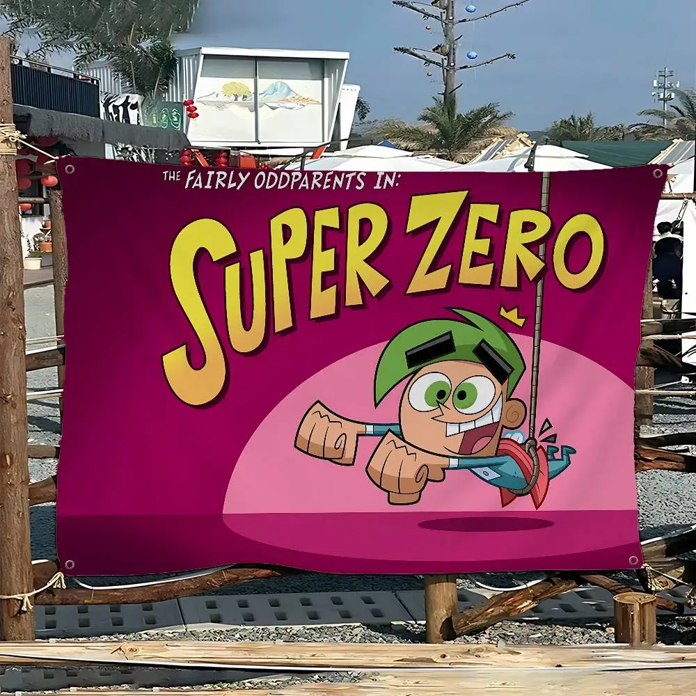 Cartoon The Fairly OddParents Creative Pattern Hanging Flag Polyester Printed Banner Hand Pulled Flag