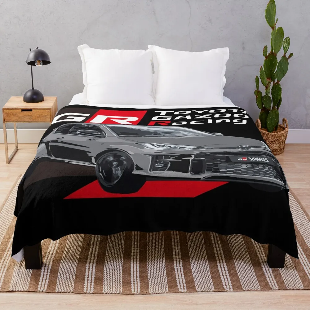 

TOYOTA GR YARIS - gazoo racing Precious Black Throw Blanket Soft manga Soft Plaid Hairys Blankets