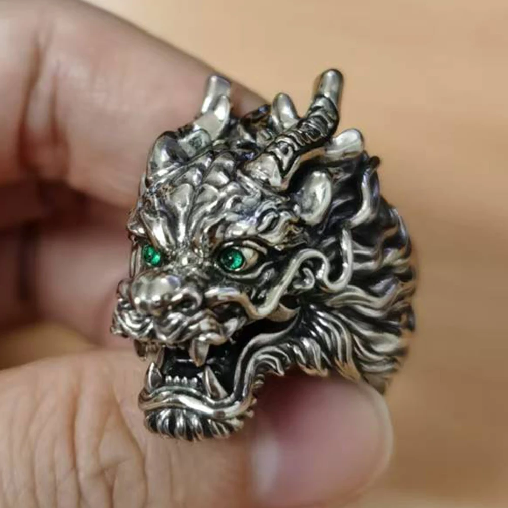

Cupronickel Green CZ Eyes Details Dragon Ring CP455 US Size 8~15