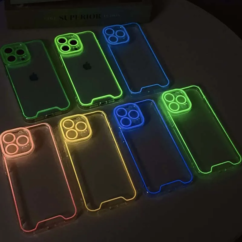 Luxury Night Light Luminous Soft Case for IPhone 15 13 12 11 14 Pro Max 15Pro 13Pro 14Pro Plus IPhone13 Glowing Silicone Cover