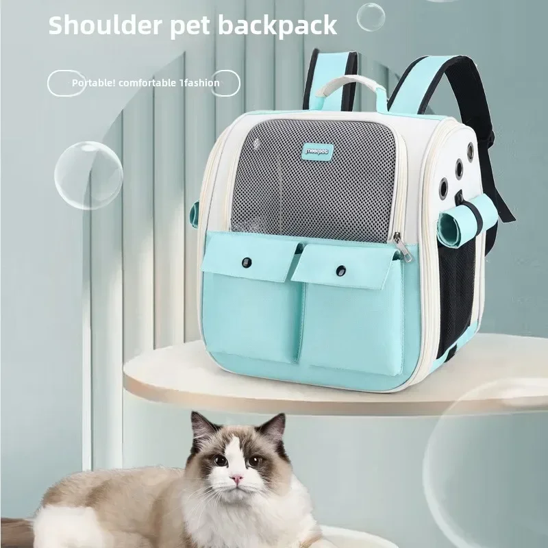 Borse per animali domestici Cat Out Borsa in tessuto Oxford di grande capacità Carry Zaini portatili Zaino per gatti Trasportino per animali domestici