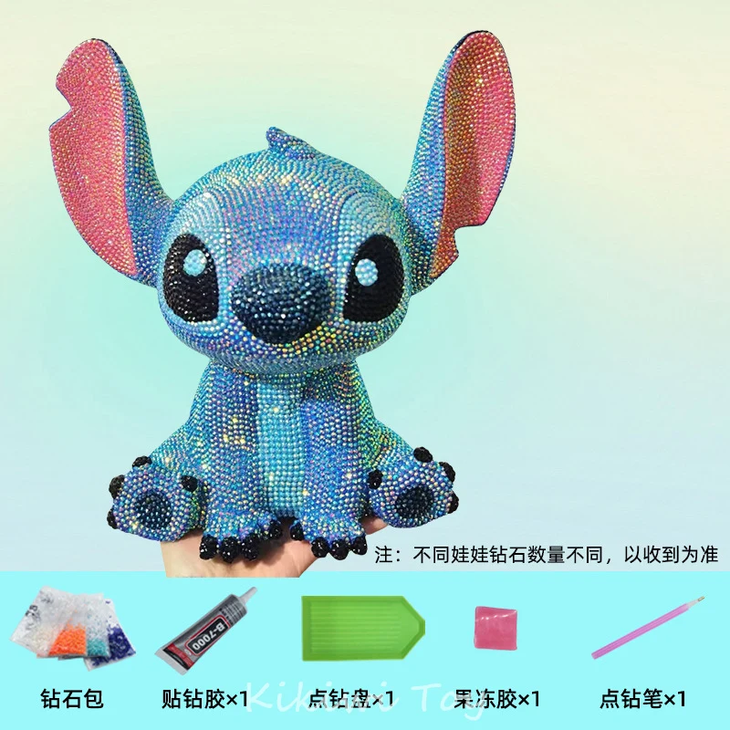 

Stitch Anime Figure Piggy Bank DIY Diamond Set Diamond Bag Decoration Bank Vinyl Stitch Money Box Cartoon Model Statue Doll Gift