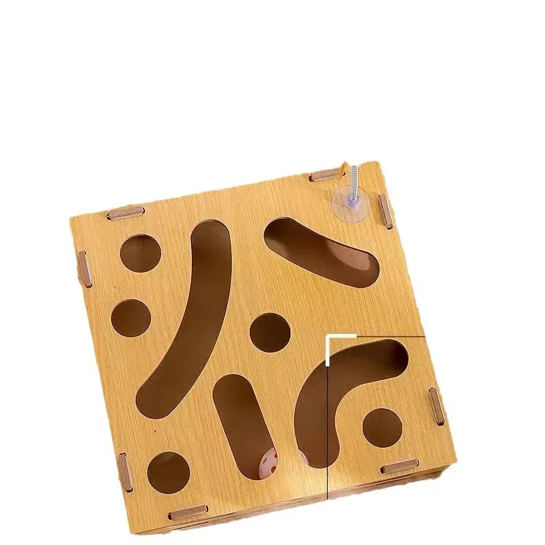 Jouet labyrinthe pour chat multi-trous avec jouet de piste pour chat unique Le jouet de piste pour chat est livré avec un bâton teaser pour chat 3 boules et un bâton teaser pour chat