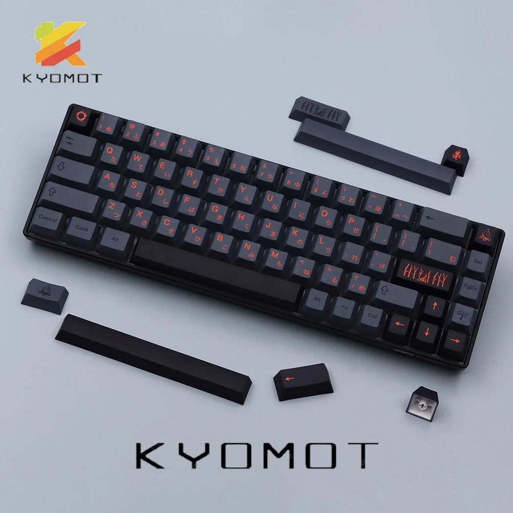 Kyomot 139 teclas gmk cinza chama keycaps pbt corante sub cereja perfil para mx interruptor diy teclado mecânico 61/64/68/87/96/104/108