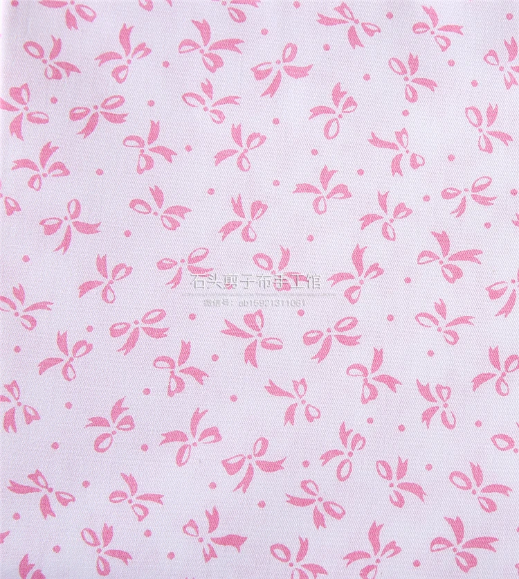 160x50cm Pink Green Blue Small Bow Twill Cotton Fabric, Making Bed Sheet Quilt Cover Clothes Curtain Tablecloth Handmade Cloth