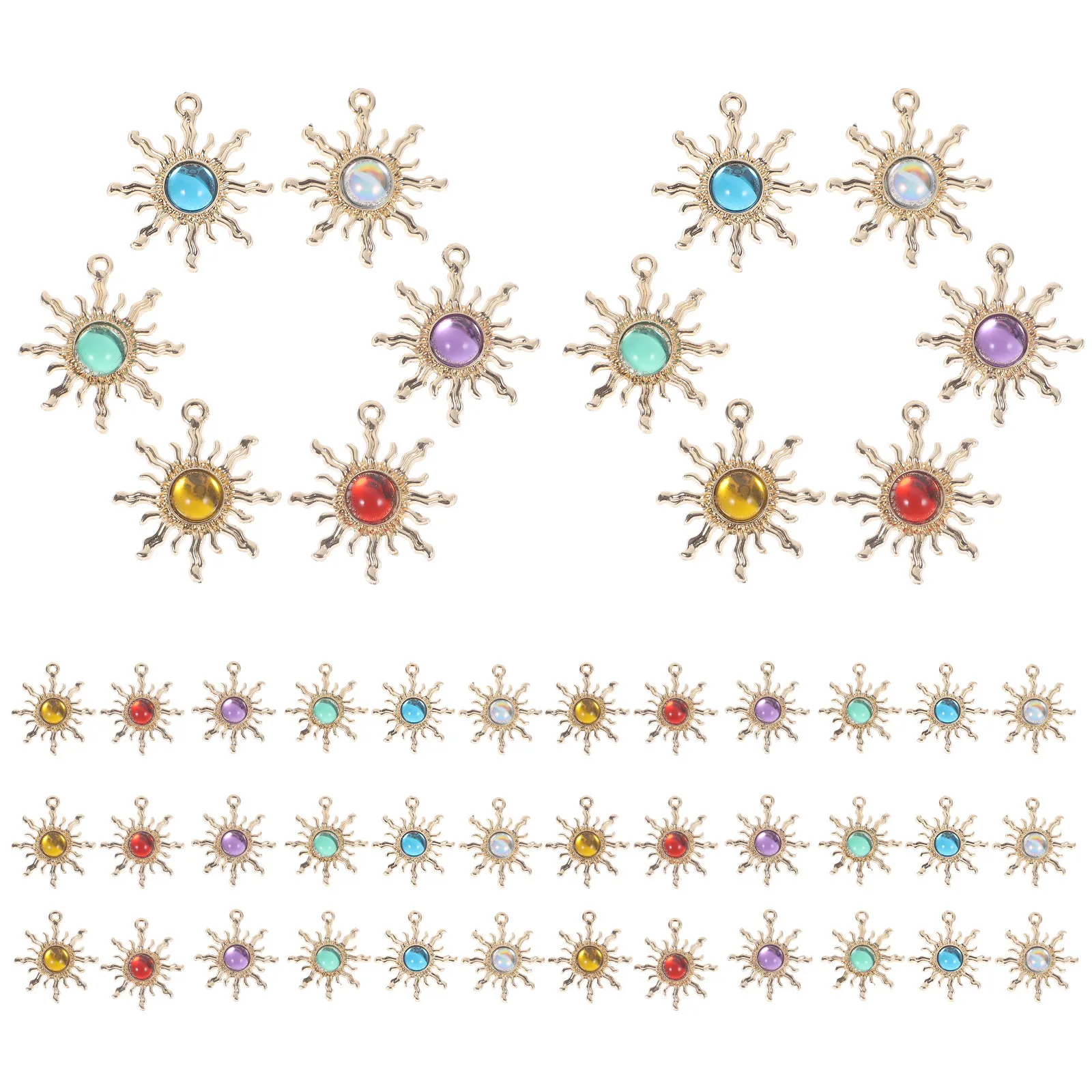 

30Pcs Flower Shaped Charms Alloy Sunflower Pendants Glass Detail Jewelry Making Supplies DIY Craft Earrings Bracelets Necklaces