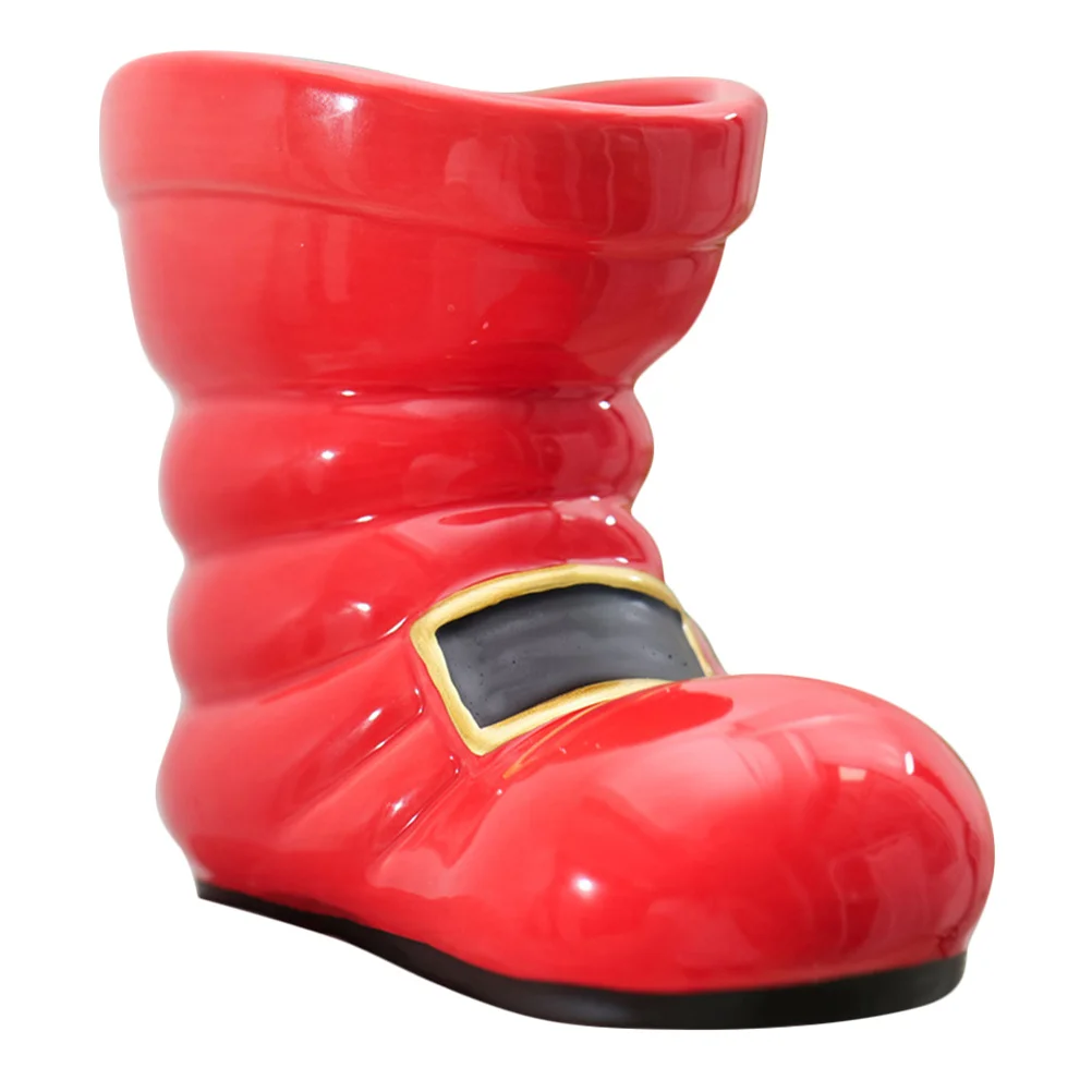 

Christmas Santa Ceramic Flower Vase Red Boots Planter Festive Table Centerpiece Holiday Decor Unique Ceramic Vase