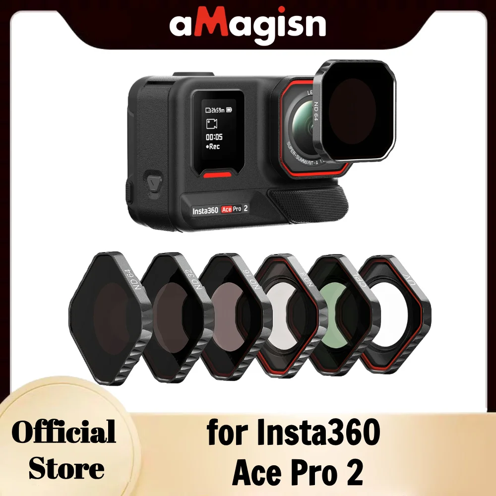 aMagisn Zestaw filtrów CPL UV ND  Dla Insta360 Ace Pro 2  ND8 ND16 ND32 ND64  Wodoodporne filtry do obiektywów  Akcesoria do Insta 360 AcePro2