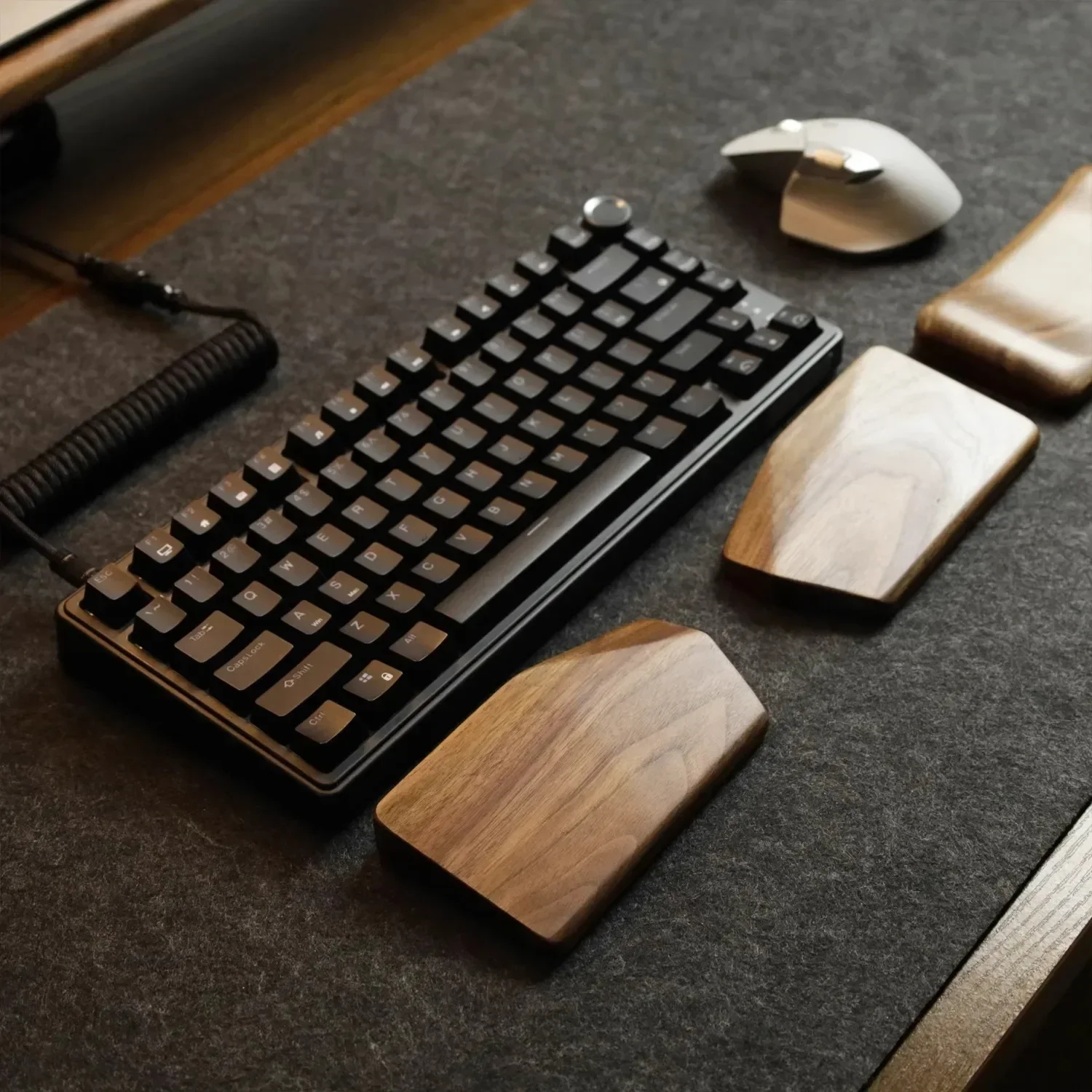Orzech Plam Rest Split Keyboard Wrist Rest Wooden Custom 61/68/84/87/98/104 klawisze do klawiatury mechanicznej z litego drewna Palm Stress — zdjęcie produktu 4