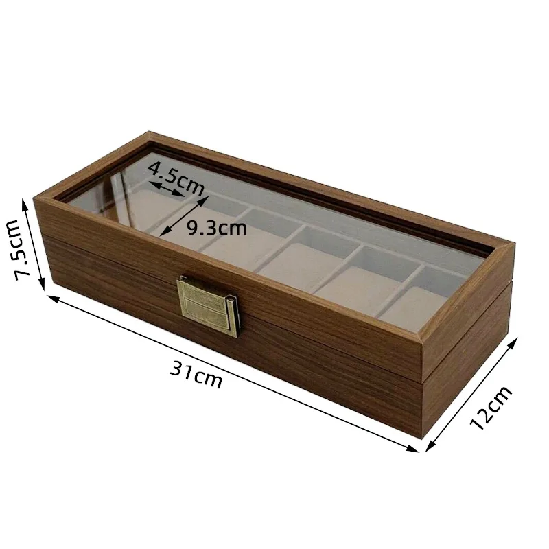 [Retro version] Wooden 6-position watch storage display box, black walnut wooden 6-position watch box