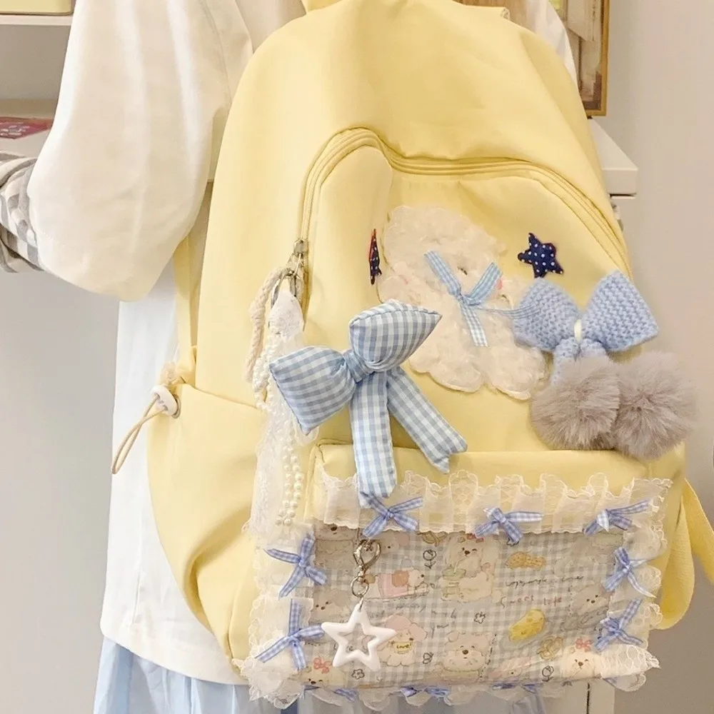 New Bow Lace Backpack Lolita-style Adjustable Straps Backpack School Bag Daily Outings
