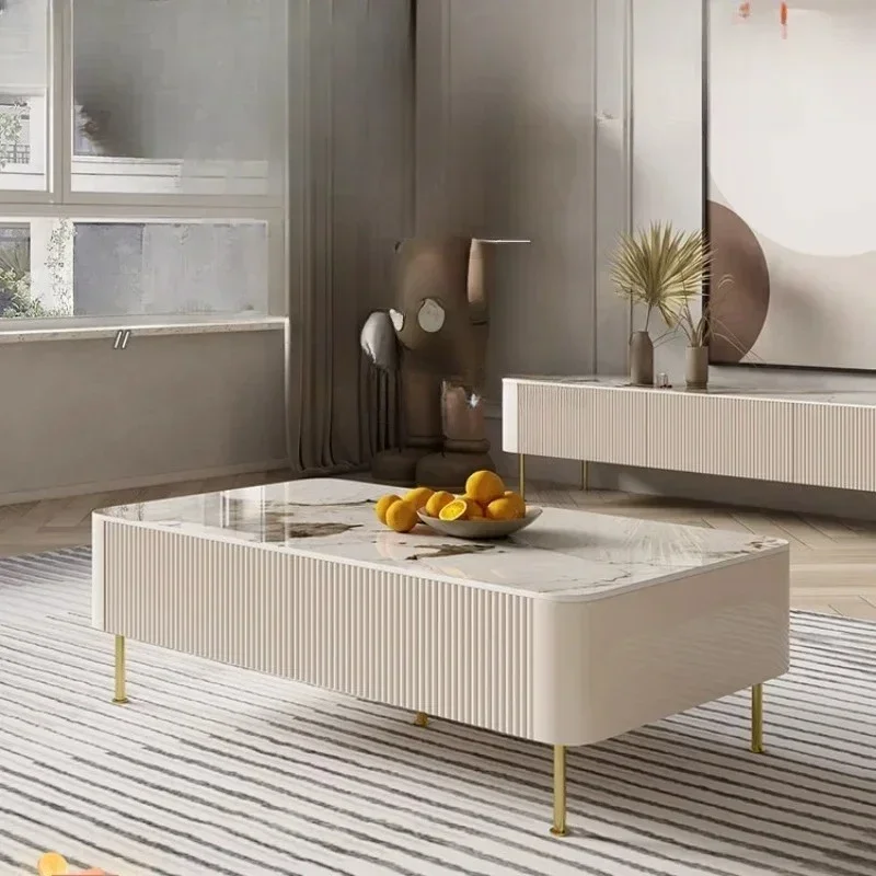 Y1 Rectangular Coffee Table TV Cabinet Combination Living Room Paint Home Stone Plate Coffee Table Personalized Creative