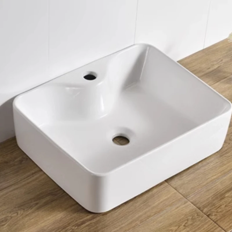 

480X370X130 мм квадратная белая керамическая раковина для дома, современная раковина для ванной комнаты, гостиничная туалетная комната, столешница, художественная раковина с краном