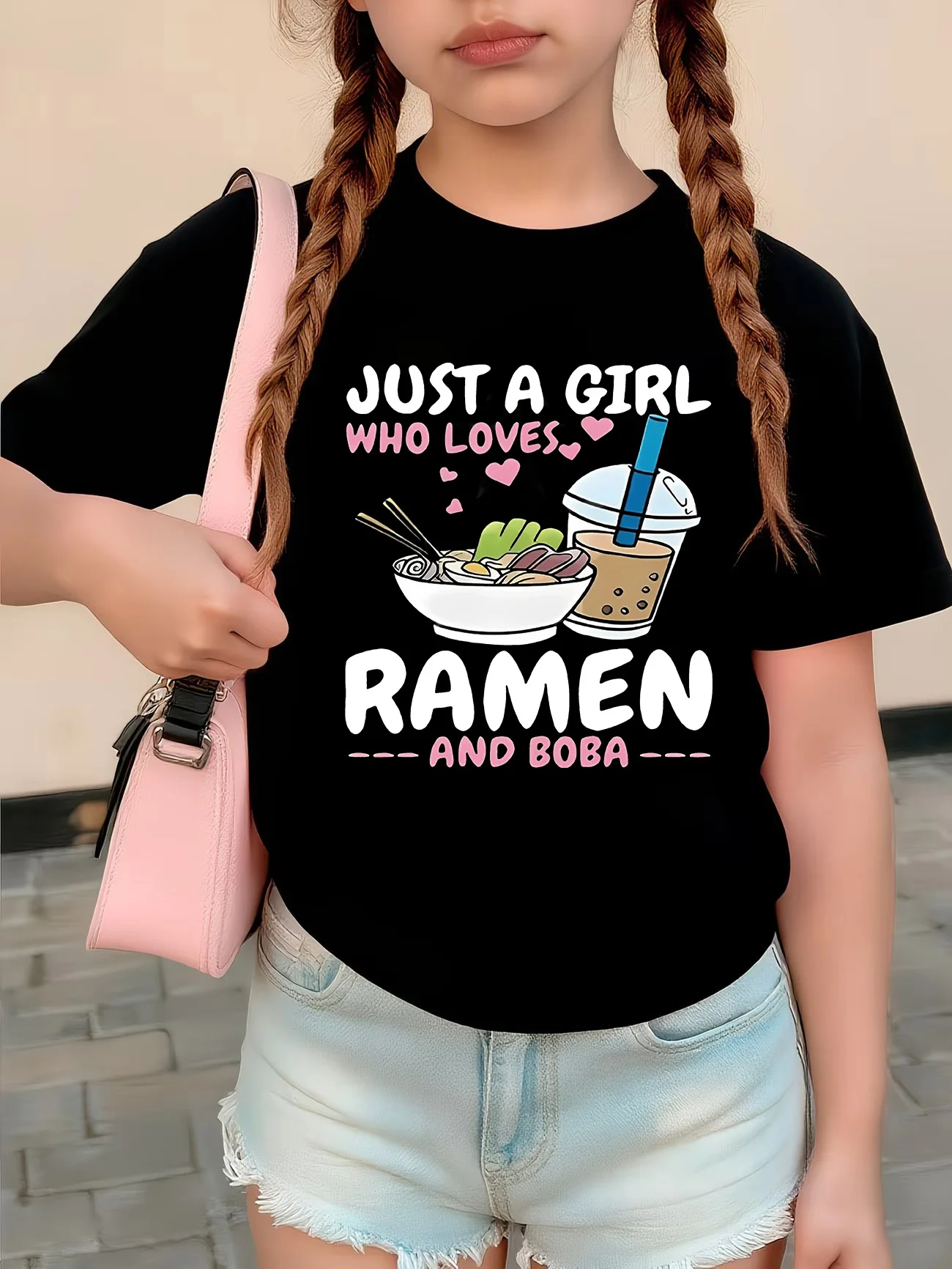 Just A Girl Who Love Ramen Lovely Design T Shirts Manga Kids Children's T-shirt Boys Girls Summer Spring Casual Top Tee