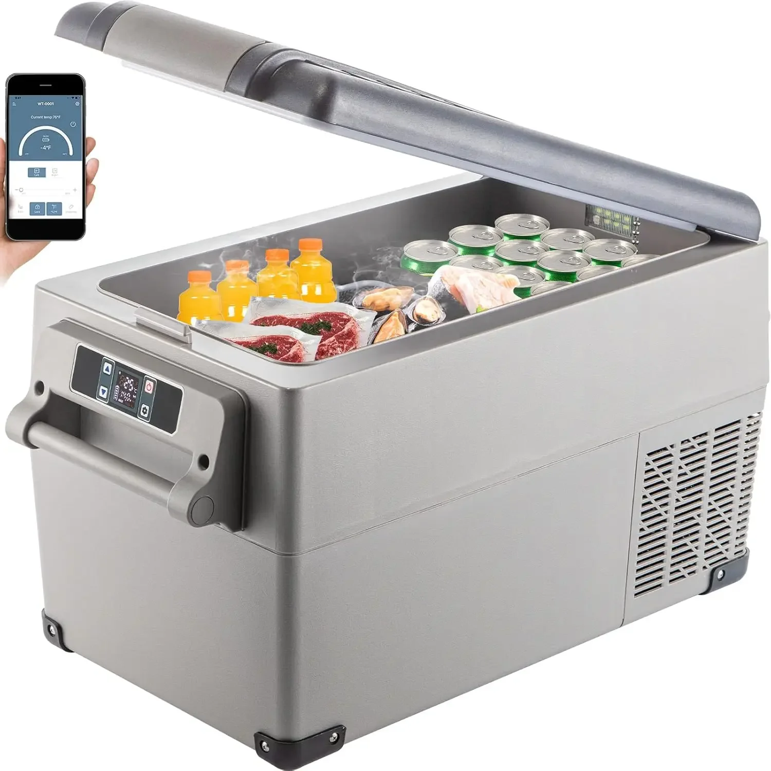 37 Qt(35L) Portable Refrigerator, 12/24V DC & 110-240V AC, 35L Capacity, Compressor Cooled, -468, Car Refrigerator for Camping