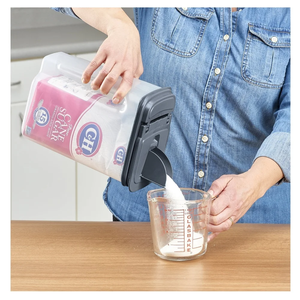 Dispenser per alimenti in plastica trasparente da 3,5 QT con coperchio grigio Soluzione di stoccaggio ermetica Elementi essenziali per la cucina Contenitore per l'organizzazione efficiente