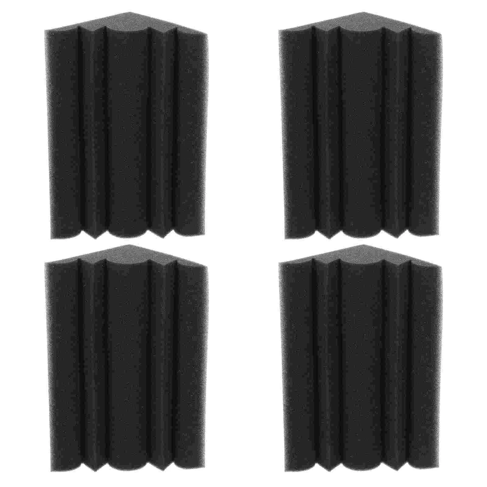 4 Pcs Sound Insulation Cotton Acoustic Panel Wall Tiles Noise Reduction Soundproof Block Polyurethane Corner Trapezoidal Wedge