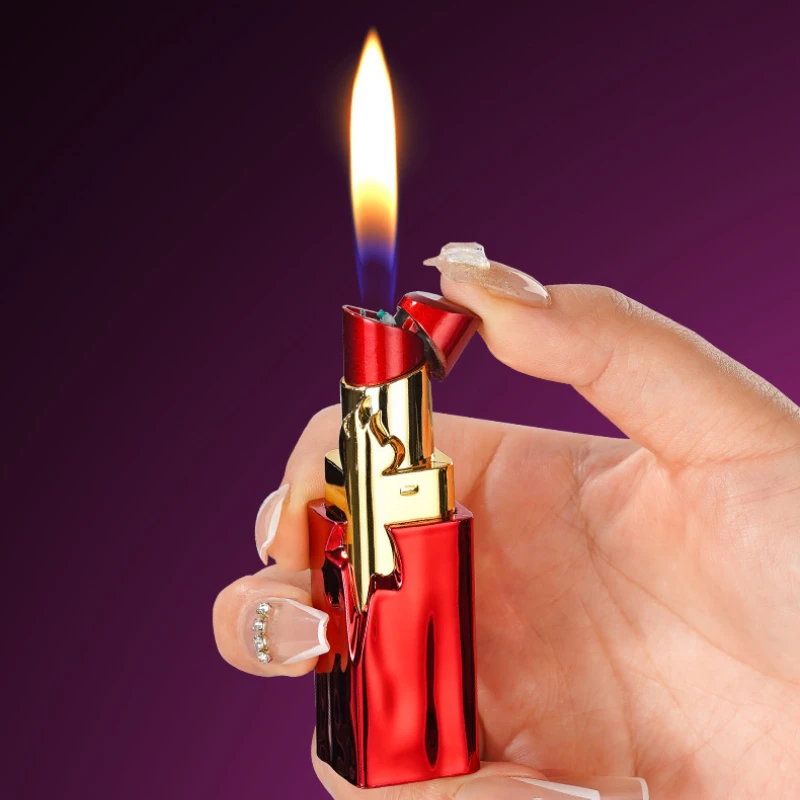 New Creative Women's Star Lipstick Lighter Plastic Electroplating Portable Open Flame Styling Personalized Gift for Ladies tool