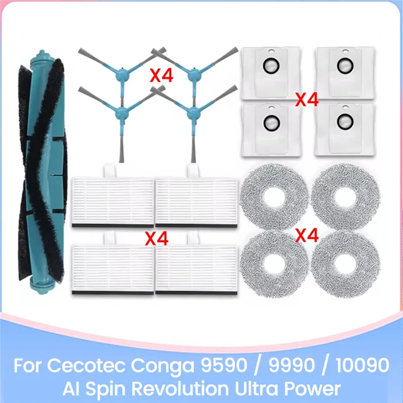 【Berserk】для Cecotec Conga 9590/9990/10090 AI Spin Revolution Ultra Power запасные части щетка HEPA-фильтр швабра тканевый мешок для пыли