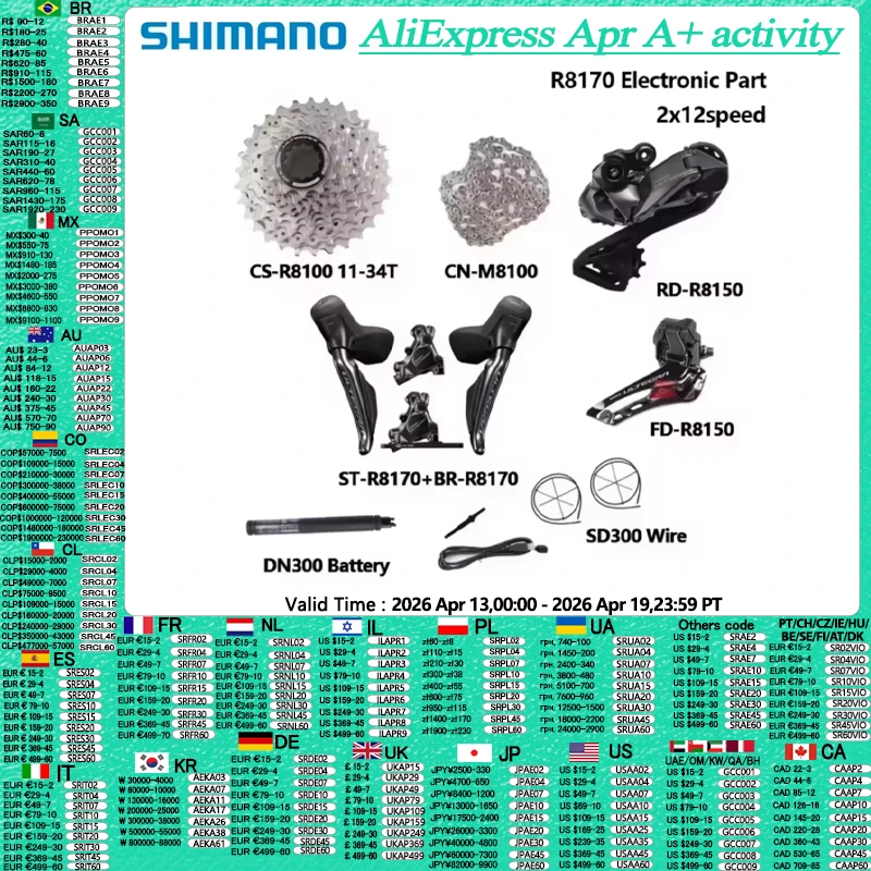 

Shimano Ultegra R8170 Di2 Electronic Part 2x12S R8150 Rear Derailleur R8100 Cassette Hydraulic Disc Brake Road Bicycle Part