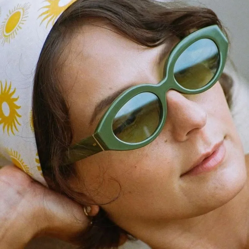 

Овальные солнцезащитные очки, женские винтажные простые солнцезащитные очки, женские брендовые индивидуальные очки в стиле ретро, женские линзы