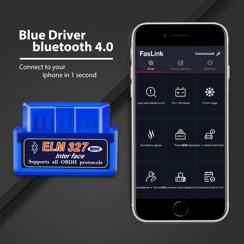 Mini Bluetooth ELM327 V2.1 Automotive OBD2 Diagnostic Tool Scanner Check Engine Code Reader For IPhone Free Update