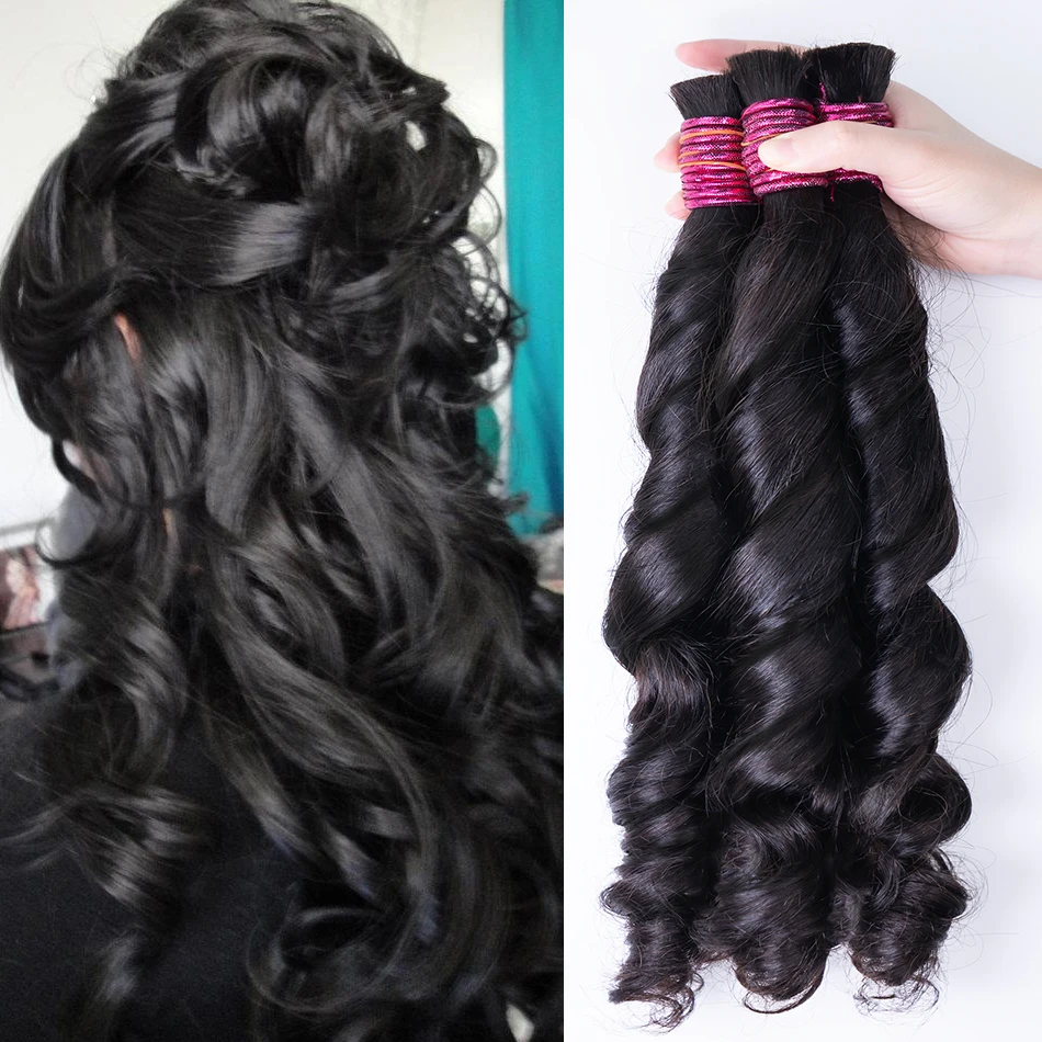 

Cabelo Natural Ondulado Super macio e sedoso Без утка Необработанные человеческие волосы 100% человеческие волосы Объемные косы в стиле бохо Плетение Свободные вьющиеся