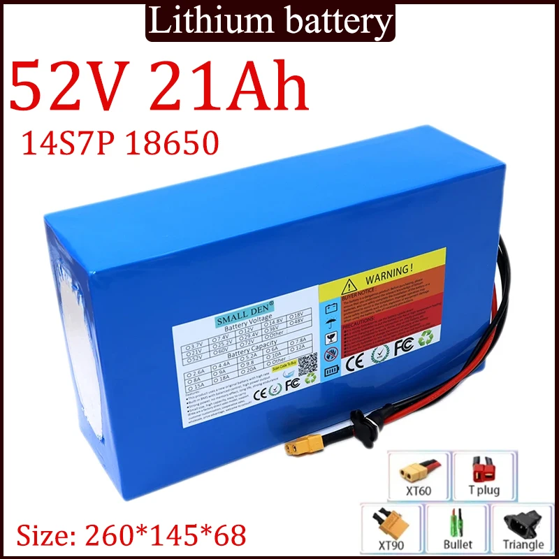 New 14S7P 52V 21Ah lithium-ion battery pack with built-in high-power BMS, suitable for 52V 0-1500W Power Tools batteries