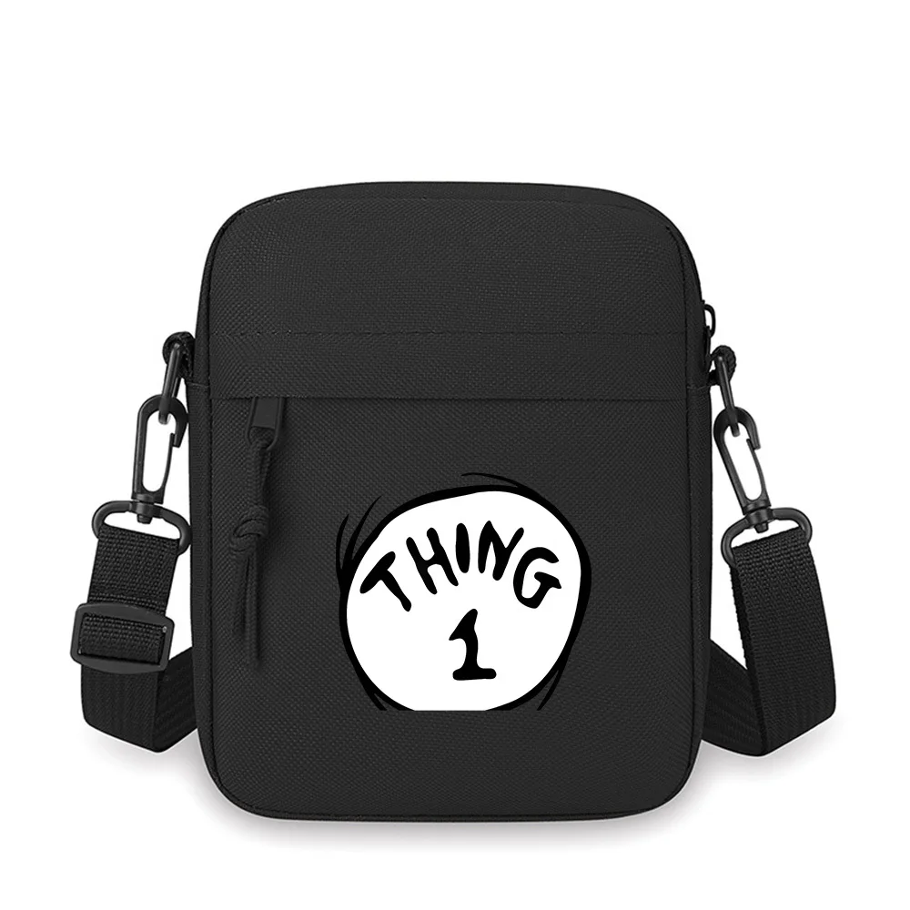 Thing 1 black white design Men Crossbody Bag Single Shoulder Women Cartoon Anime Film Printing Design Unisex