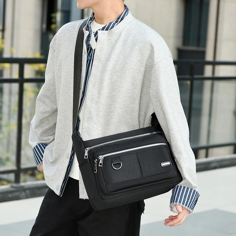 Lässige Umhängetasche für Herren, mehrschichtige Taschen, verstellbare Schultergurte, Business-Umhängetasche, Alltagstasche für den Arbeitsweg, Freizeittasche – Detail 6