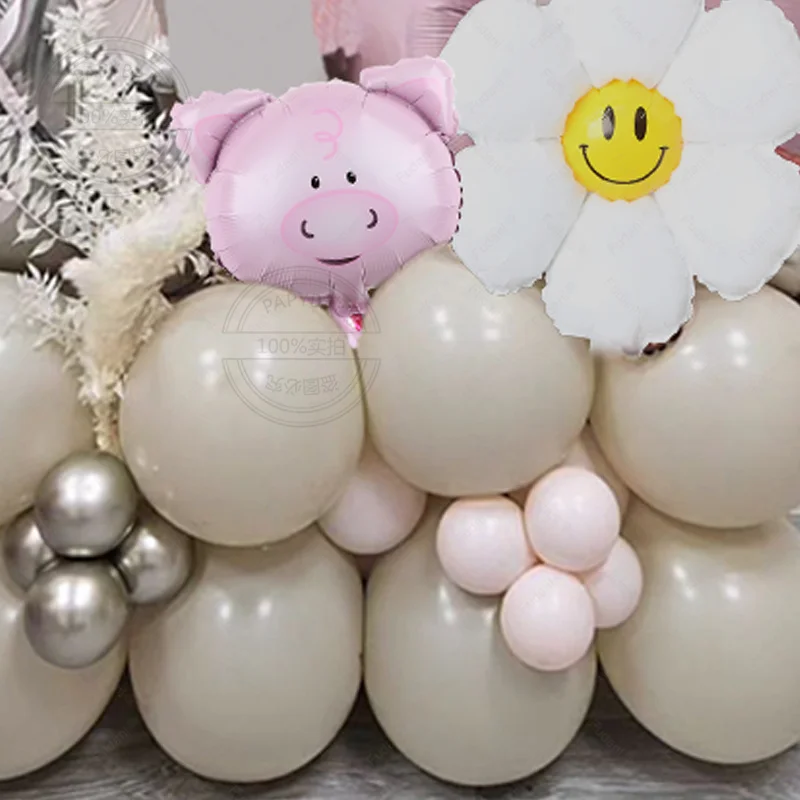 56pcs Easter Bunny Cartoon Rabbit bee piggy Foil Balloons Pink 40inch Number Balloon Set Child Girls  Birthday Party Baby Shower