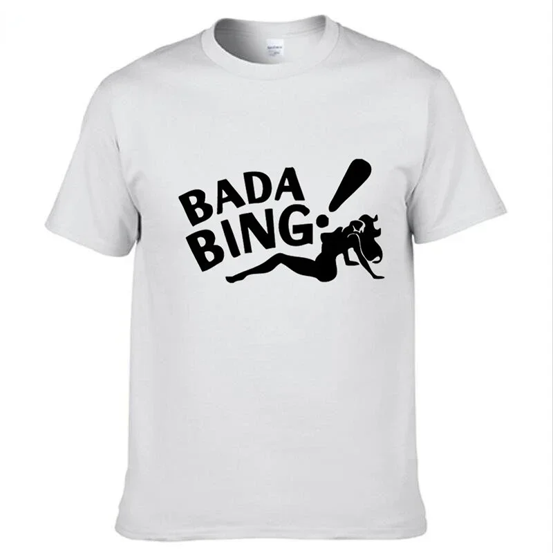 Bada Bing-Men's Short Sleeve White T-Shirt, Tops, Tees, Clothing, Fashion