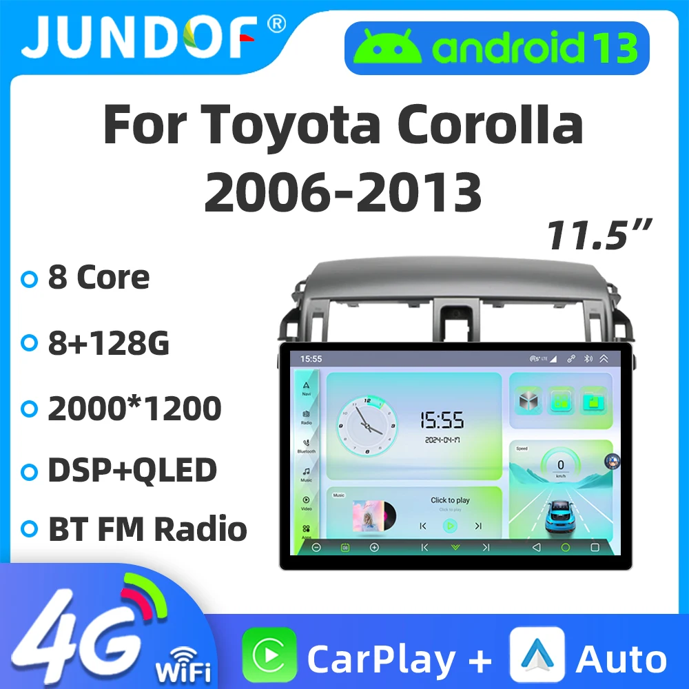 

11.5" inch 2K Android Car Radio For Toyota Corolla E140 E150 2006 2006-2013 Multimedia Video Player 2Din Auto Player GPS Carplay