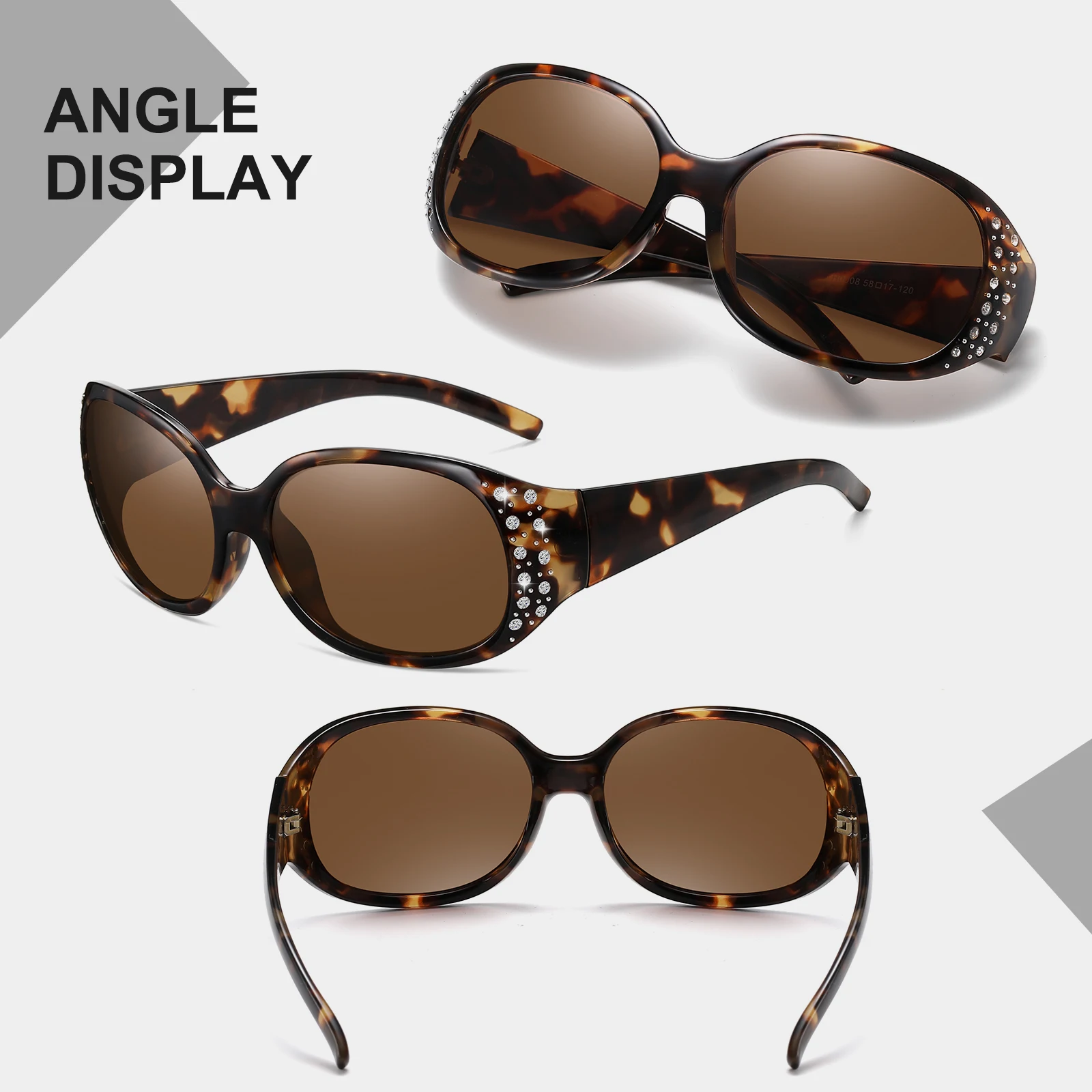 Oval sunglasses, fashionable diamond-encrusted street style sunglasses