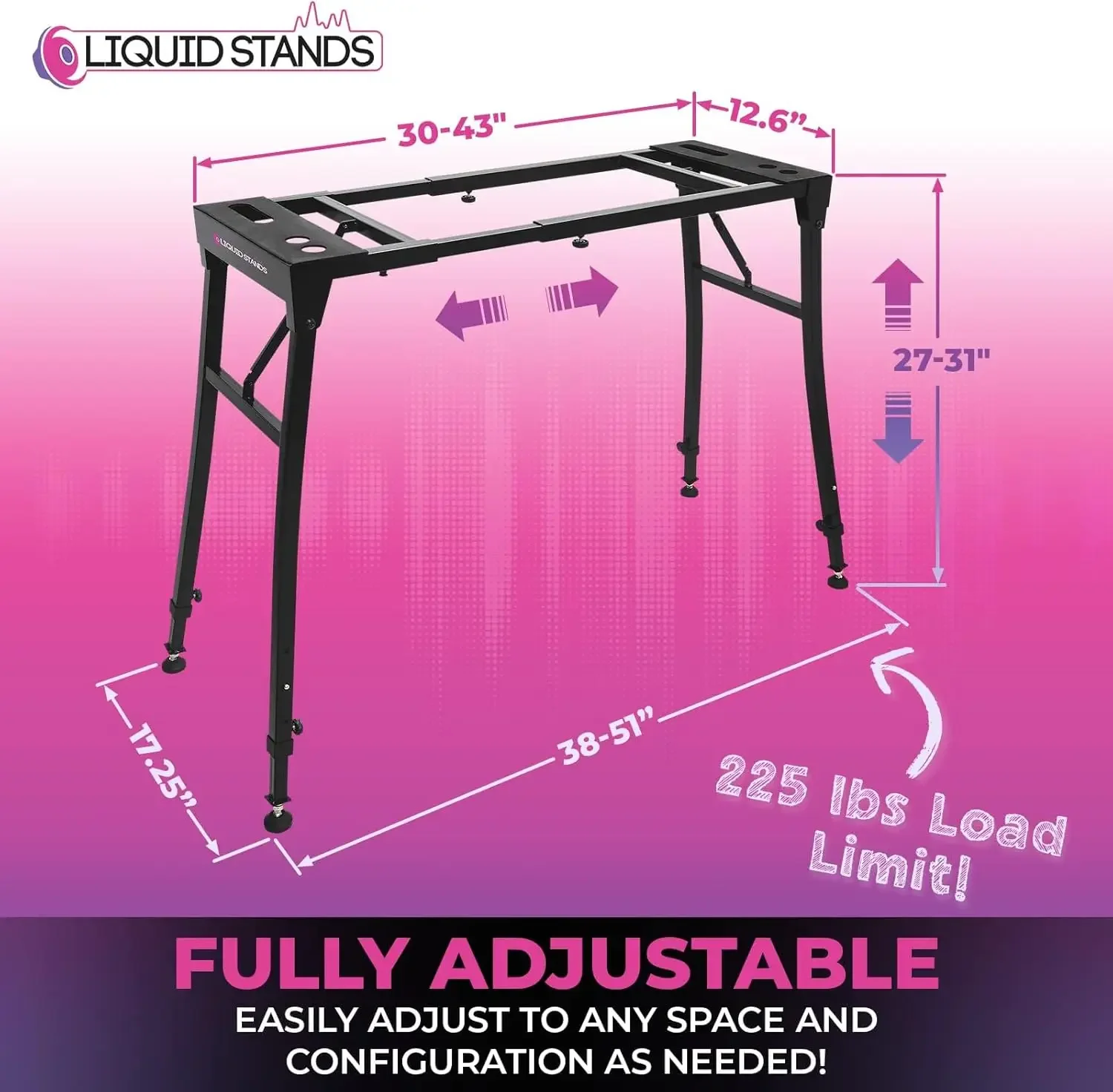 Keyboard Stand Music Studio Desk for Music Production - Electric Digital Pianos Synths for 49 54 61 88 Key - Rolling Home