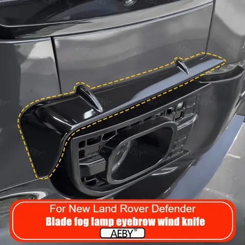 For New Land Rover Defender 2020-2026 Black Wind Blade Mist Eyebrow Decoration Front Bumper Lamp eyebrow wind knife Exterior
