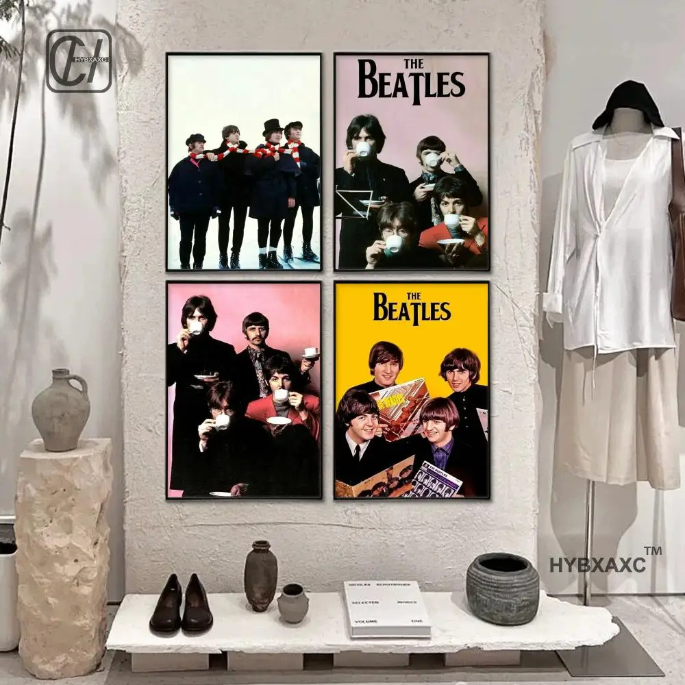 Vintage Famous Rock Band T-he-b-beatles Canvas Poster Fancy Wall Art for Living Room Bar Decoration Wall Decor Gift Poster