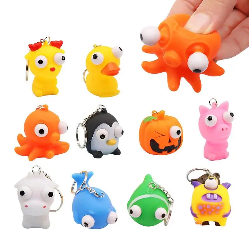 Mochi Keychain Cute Animal Squeeze Toy Keyring Mochi Squish Toy Pop Out Eyes Decompressions Home Decor Easter Party Favors