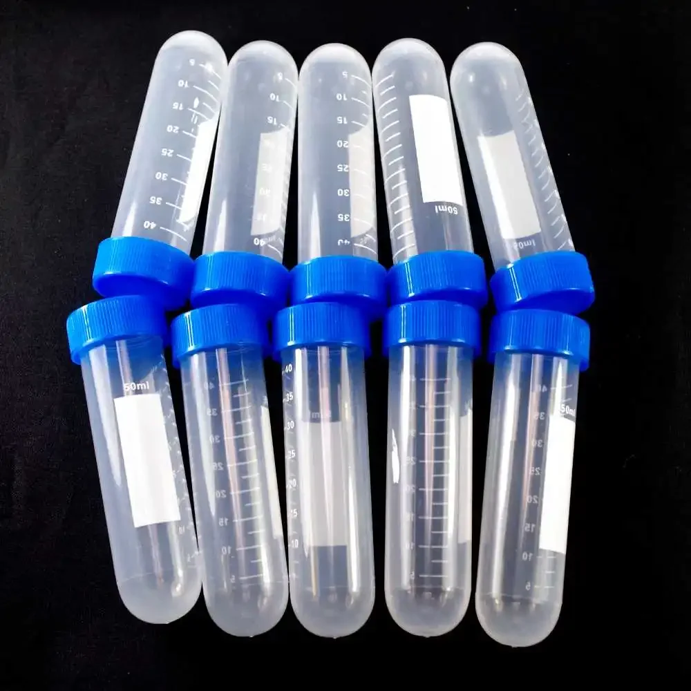 Pack of 50pcs Scale line 50ml Laboratory Plastic Centrifuge tube Round bottom Vial Snap Cap For Sample Specimen