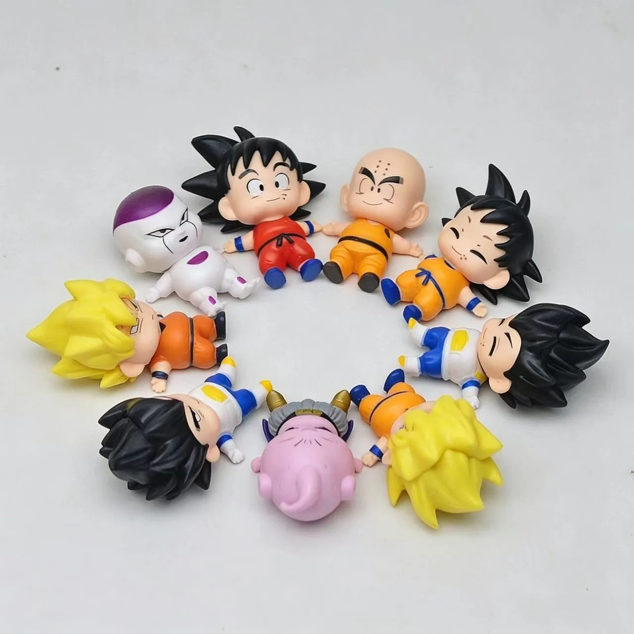 Cute Dragon Ball Doll Model Sleep Goku Majin Buu Vegeta Super Saiyan Action Toy Collect Peripheral Car Birthday Gift