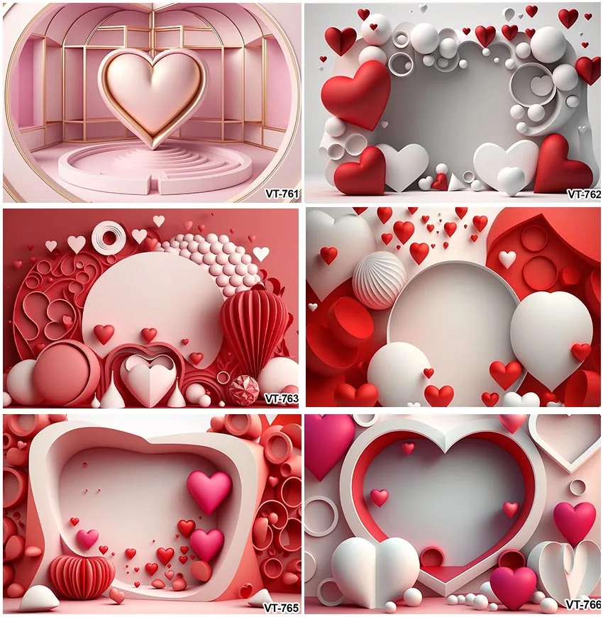 Photography Valentines Day Scene Portrait Backdrops Love Heart Wedding Ceremony Decoration Custom Backgrounds Poster Photocall