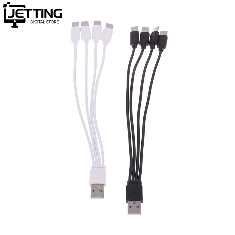 20CM Short USB Multi Charging Cable 4 in 1 Multiple Type C Charging Cord 4Port USB C Splitter Cable 5V 2A Data Cable Connector