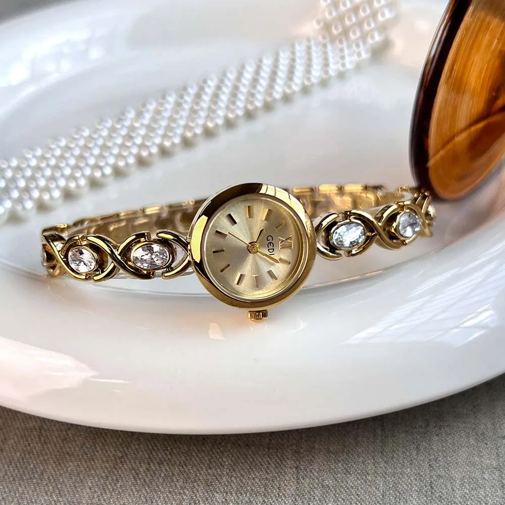 GEDI Women's Watch  Luxury Niche Design Bracelet Watch Exquisite Diamond-Studded Women's Quartz Watch Ladies Dress Gifts NEW