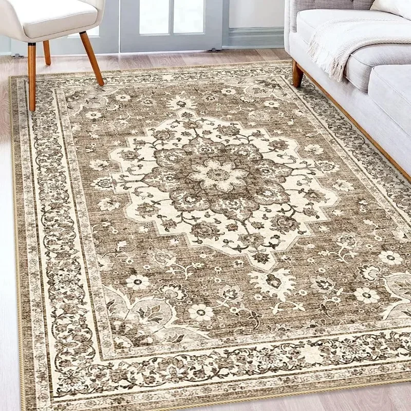 Rug Rugs for Living Room Soft Carpet for Bedroom Waterproof Floral Distressed Indoor Stain Resistant