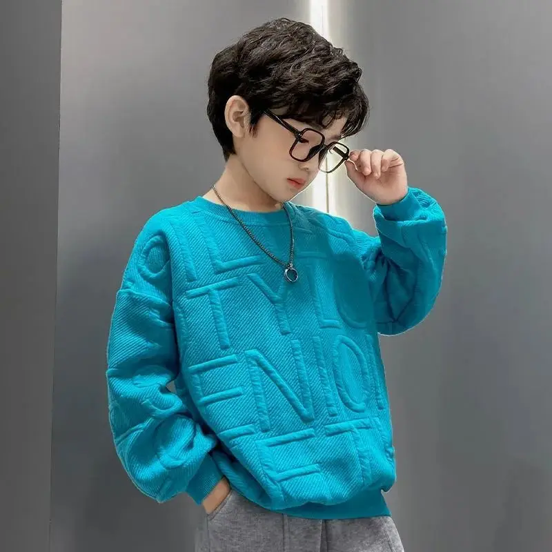 

Boys Sweatshirts Spring Fall Children Letter Printing Cotton Pullover Teenage Tops Long Sleeve T Shirt Clothes 8 10 12 13 14Year