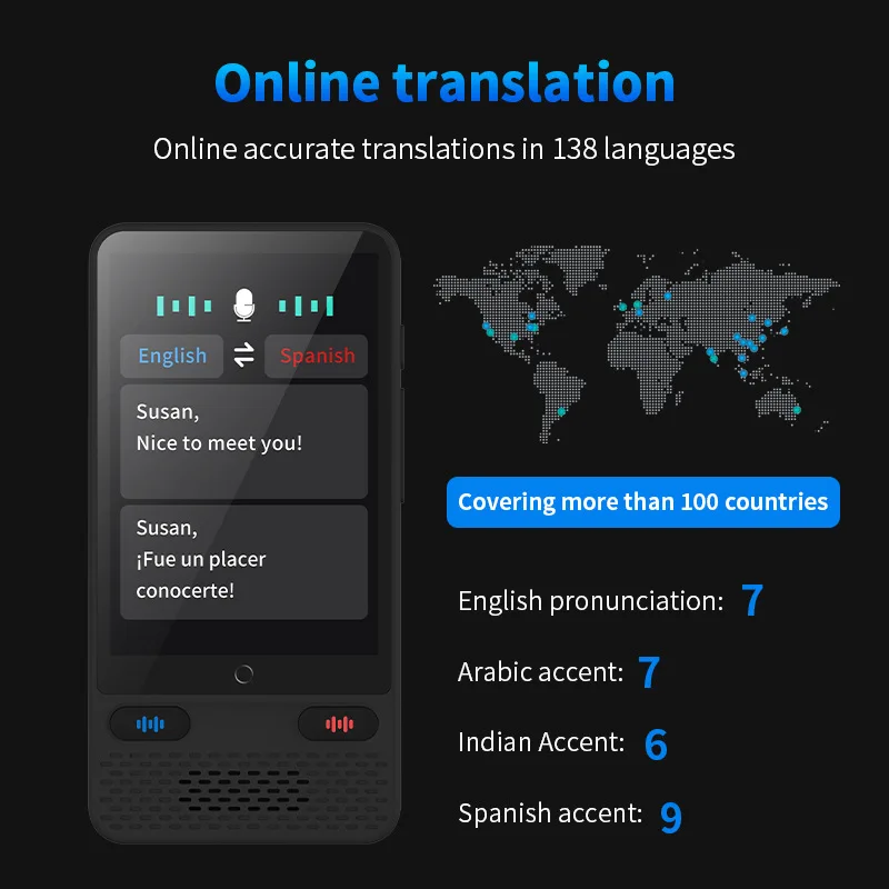 

Language Translator Device AI Translation Support 138 Languages Translation Two Way Real Time Voice Translation with