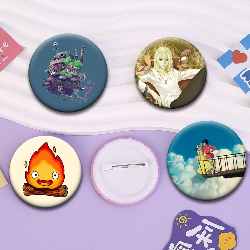 Anime Icons Brooches Howl's Moving Castle Badge for Backpack Accessories Howell Jenkins,Sophie,CalciferCartoon Lapel Pins Gifts