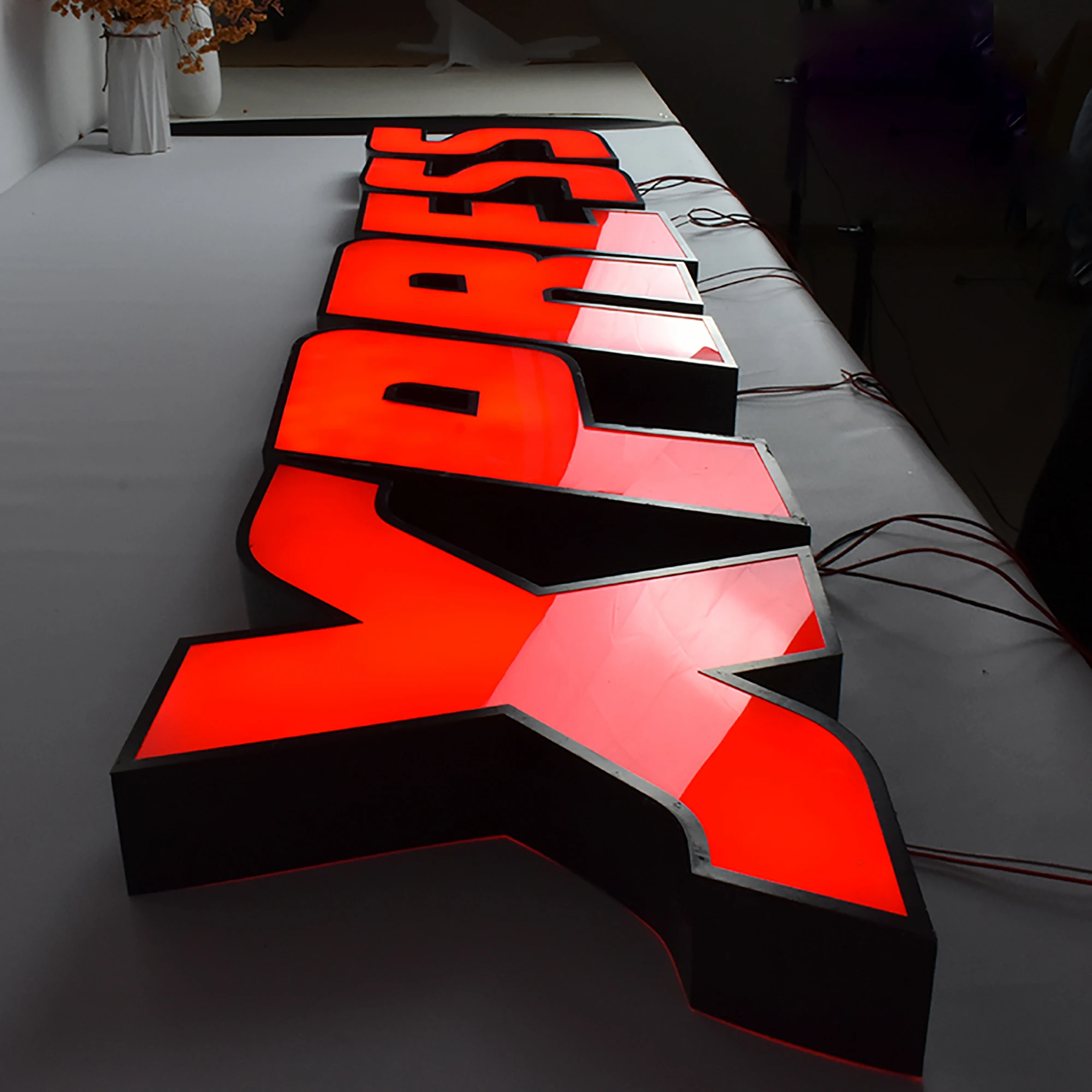 Custom interior sign letters front illuminated stainless steel channel letters 3D LED logo signage