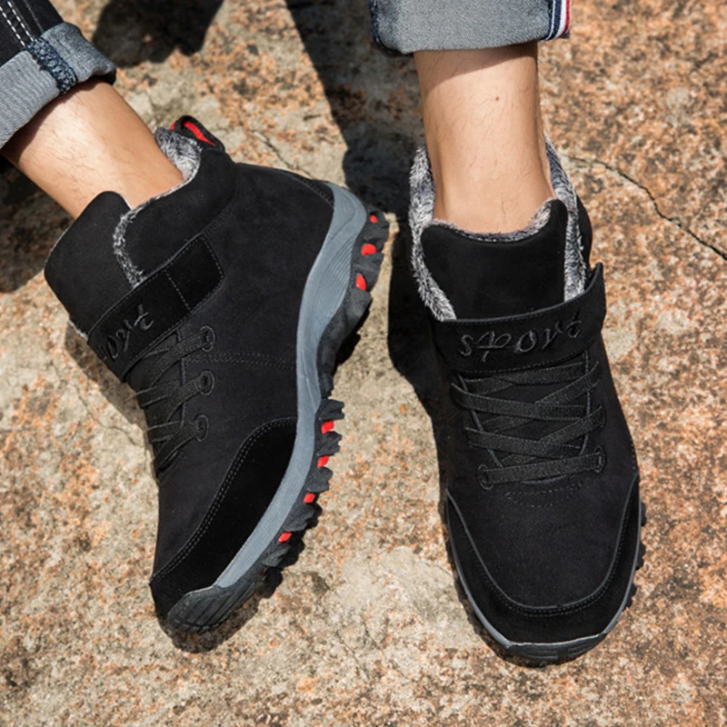 Winter Men Boots Waterproof Snow Boots Men Winter Shoes Warm Plush Hiking Footwear Plus 48  Non-slip Unisex Ankle Winter Boots