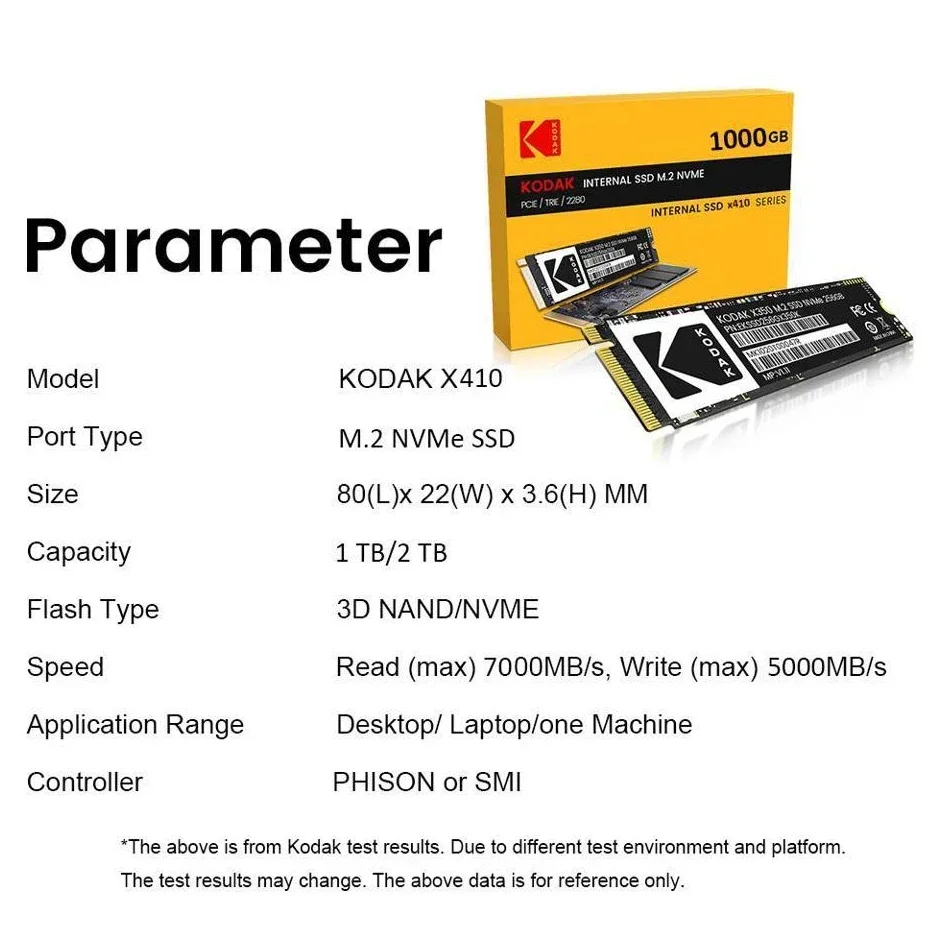 KODAK Original X410 M.2 2280 SSD 2TB 1TB 512GB PCIe Gen 4 x 4 NVME Internal Solid State Drive 3D  Storage Drive Hard Disk for PC